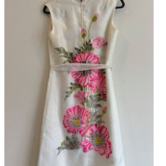 Vintage Alfred Shaheen Pink Poppy Mod Shift Dress - Picture 5 of 10